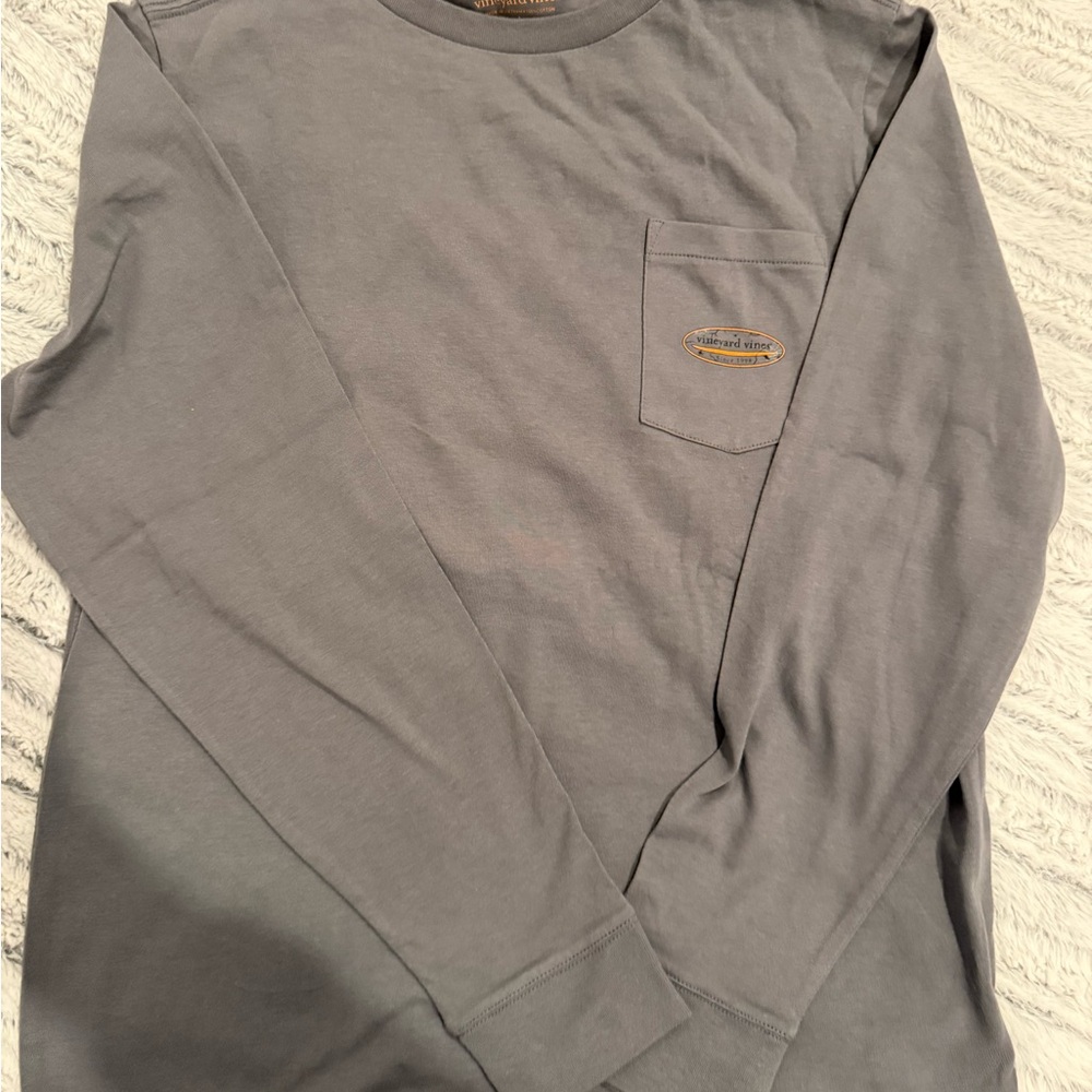 Vineyard Vines Boys Long-Sleeve Pocket Tee in Gray
